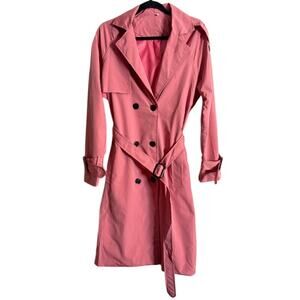 Mauve Pink Large Lightweight Windbreaker Trenchcoat New